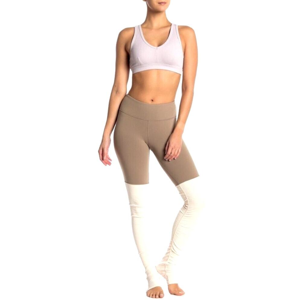 Alo Yoga Goddess leggings yoga workout two tone size M Gravel Rich Sand color